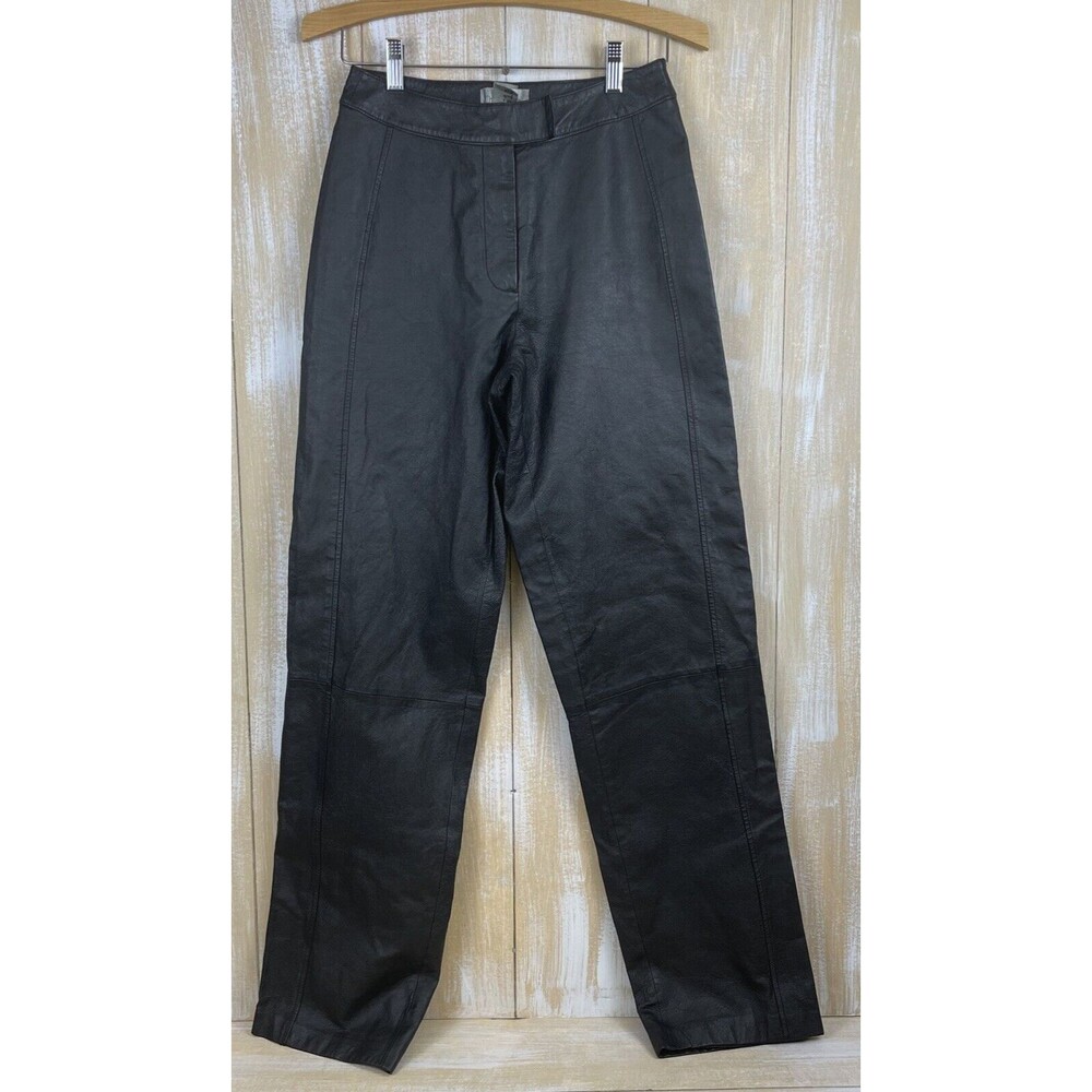 Chadwick's Women's Size 6L Genuine Black Leather Motorcycle Pants Lined 45-00096